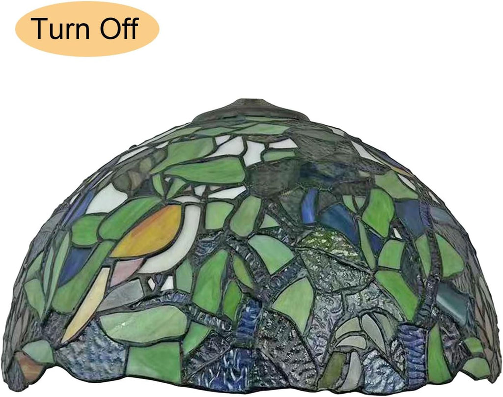Tiffany Lamp Shade Replacement Only 16X9 Inch Victorian Stained Glass Lampshades, Vintage Green Parrot Light Cover for Table Lamp Floor Lamp Hanging Pendant lamp Ceiling Light