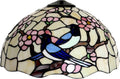 16 Inch Pink Blue Stained Glass Lamp Shade Replacement Only, Style Pastoral Bird Flower Lampshade for Table Lamp, Desk Lamp, Floor Lamp,Ceiling Light,