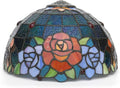 Lamp Shade Replacement 12 Inch Stained Glass Ceiling Light Blue Background Roses Floral Vintage Art Deco For Table Lamps Floor Pendant
