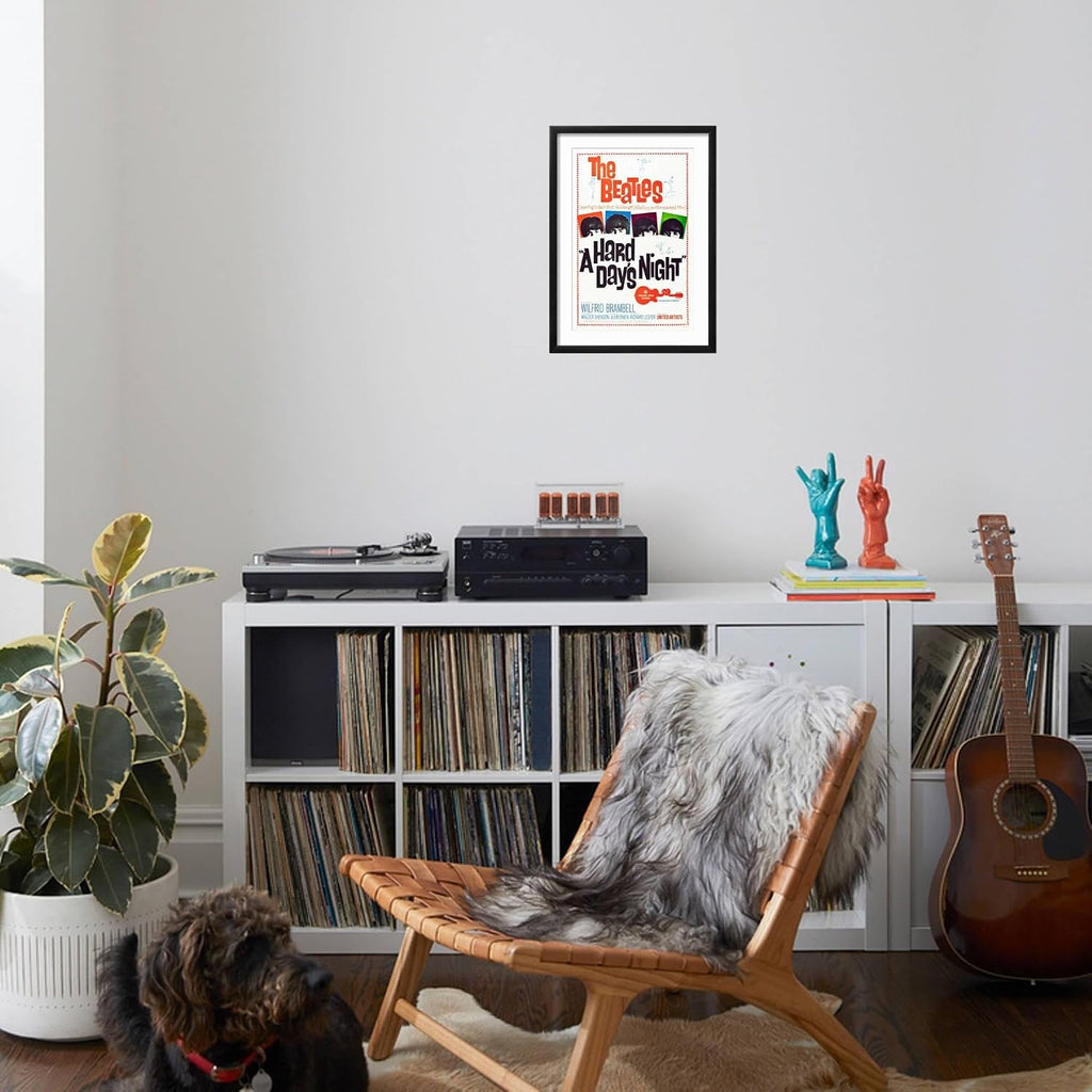 Art.com Wall Art Print A Hard Day's Night, the Beatles, 1964 on Black Frame, 17' x 23'