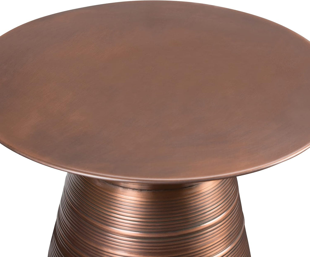 SIMPLIHOME Sheridan Metal Table - 18' Wide x 20' High Solid Metal Round Side Table in Aged Copper, Industrial Accent Table for Living Room, Bedroom, or Office with Sculptural Design, Assembled