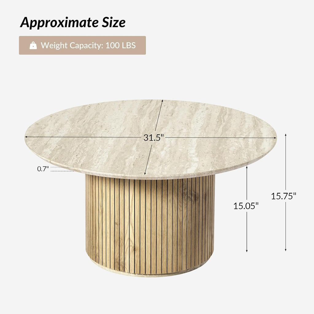 HULALA Home Round Coffee Table, Modern Wooden Coffee Table with Sturdy Base, Coffee Table for Living Room and Lounge Room, Lime