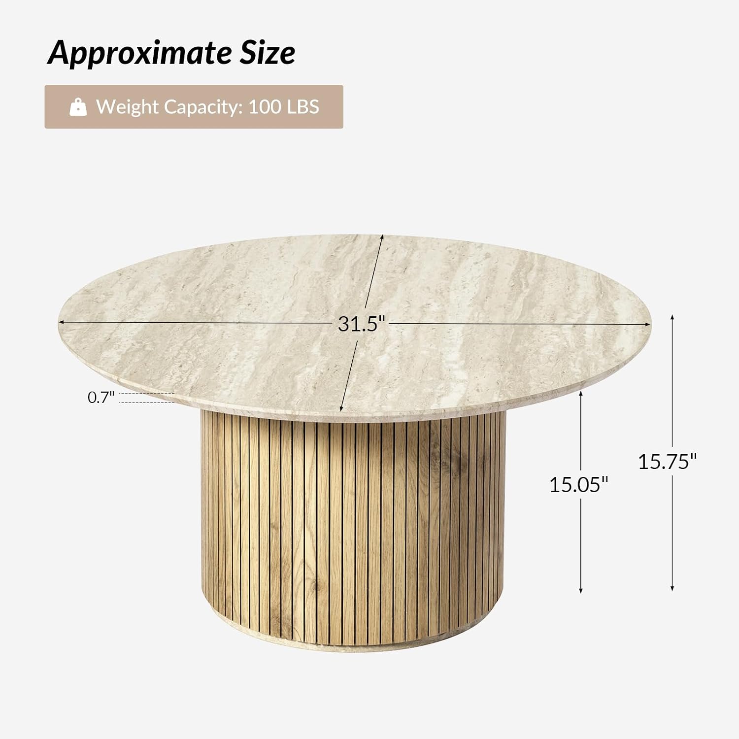 HULALA Home Round Coffee Table, Modern Wooden Coffee Table with Sturdy Base, Coffee Table for Living Room and Lounge Room, Lime