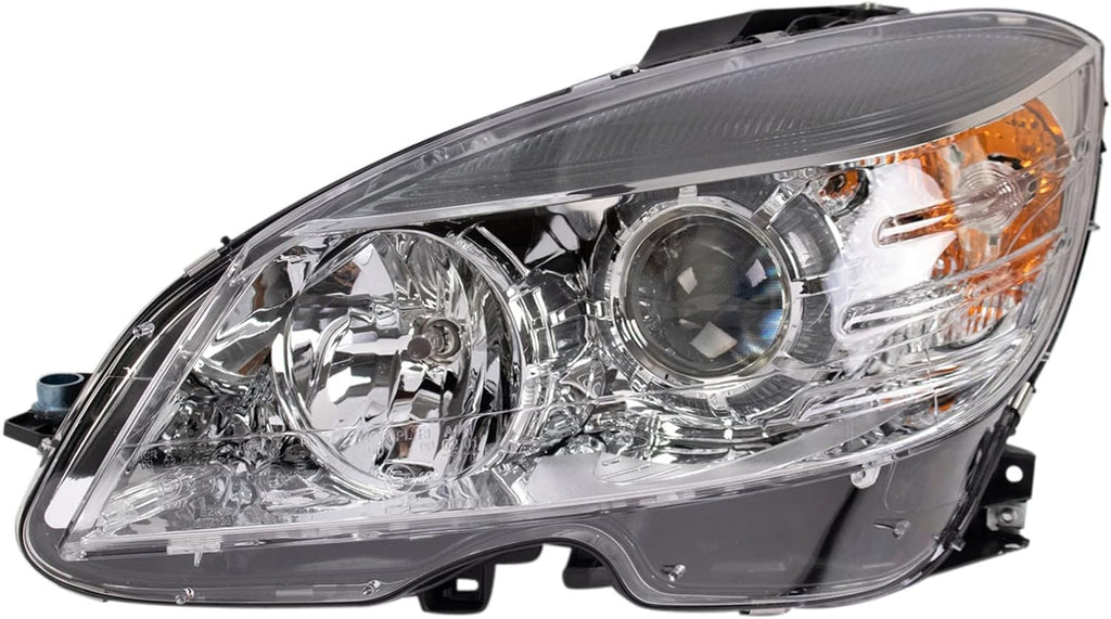 TRQ Left and Right Headlight Assembly Set Compatible with 08-11 Mercedes-Benz C300 C350 09-11 C63 AMG 08 C63 AMG from 02/09/07 Halogen Only