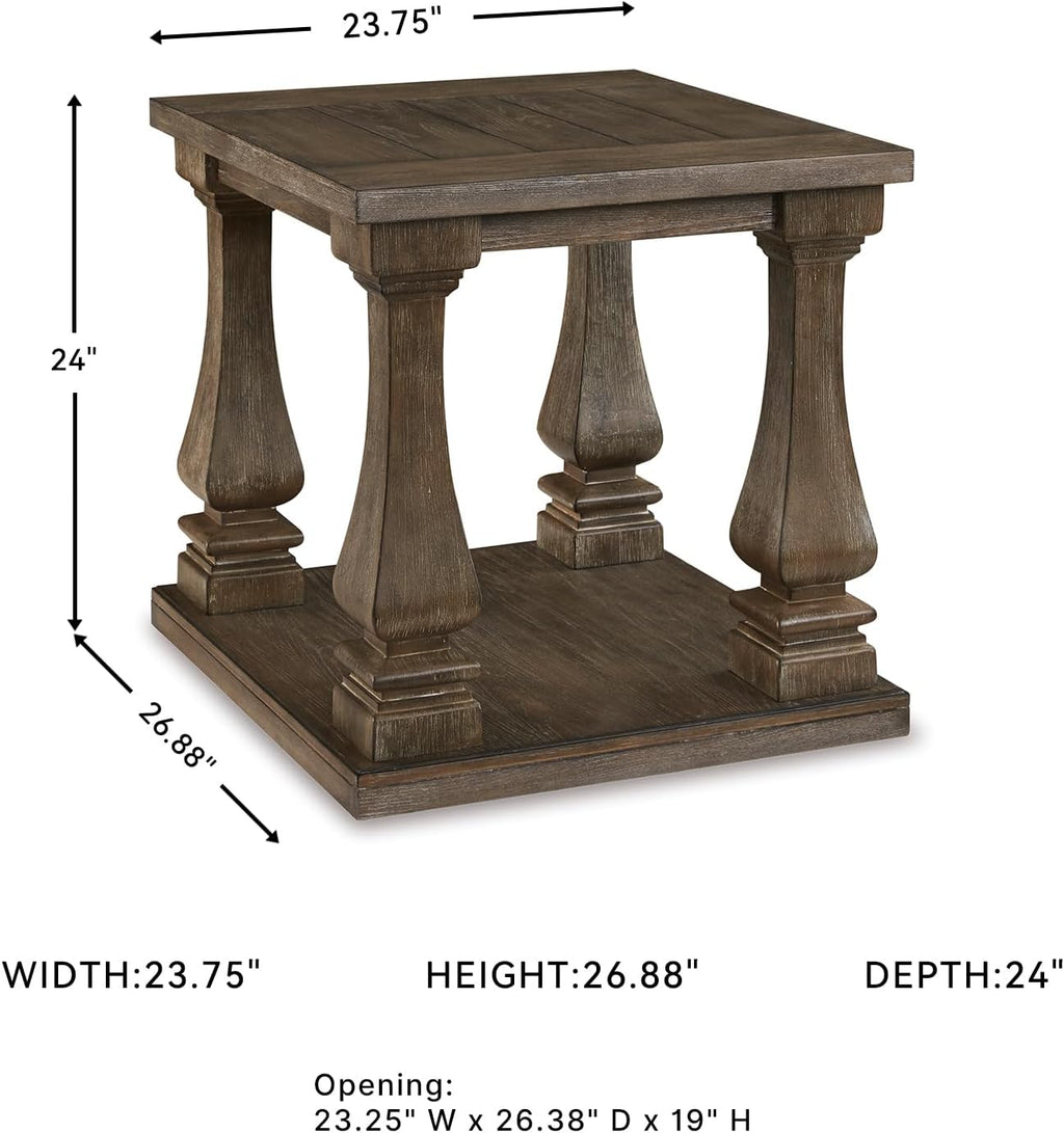 Signature Design by Ashley Johnelle Modern Country Rectangular End Table, Weathered Brown