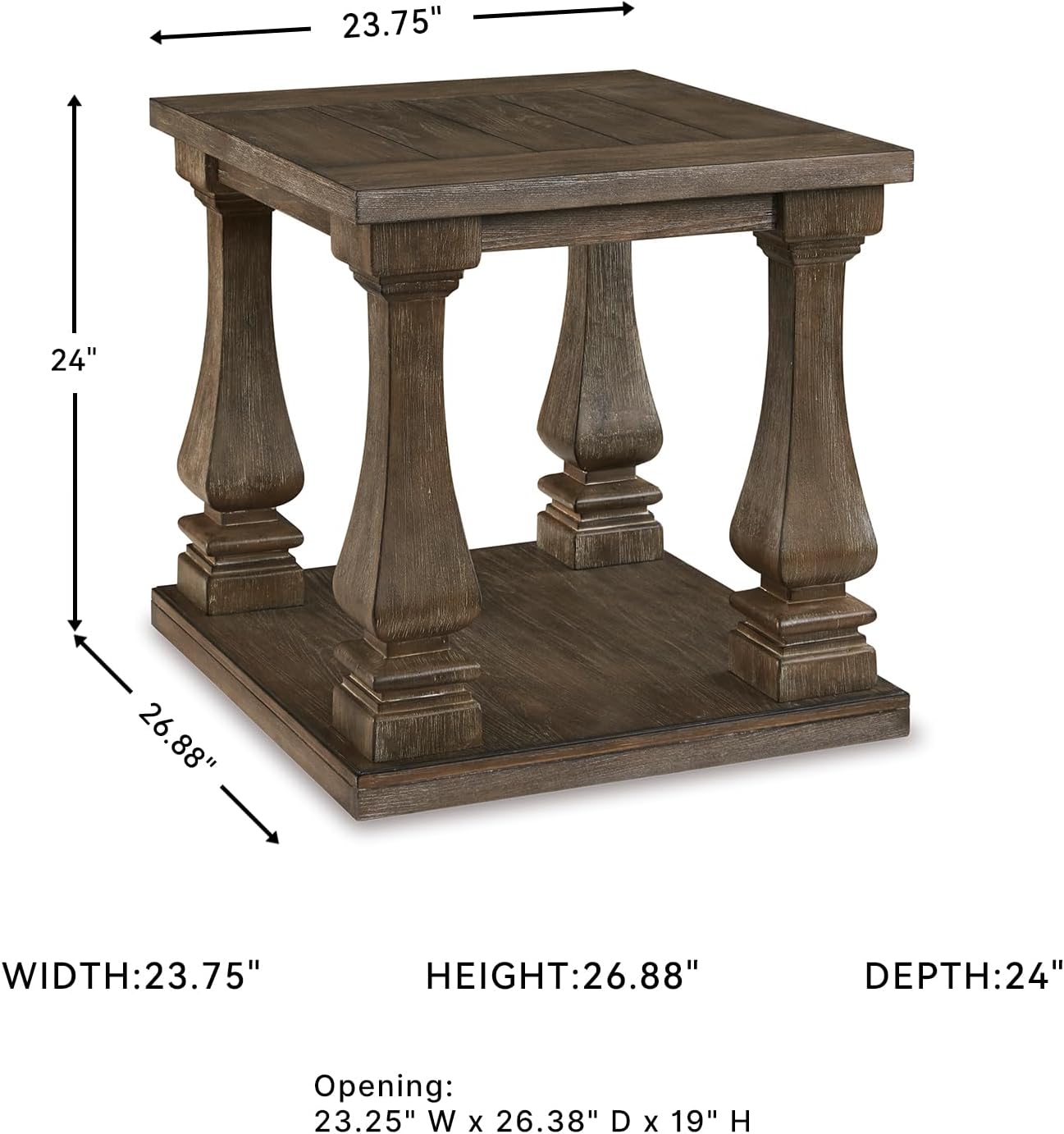 Signature Design by Ashley Johnelle Modern Country Rectangular End Table, Weathered Brown