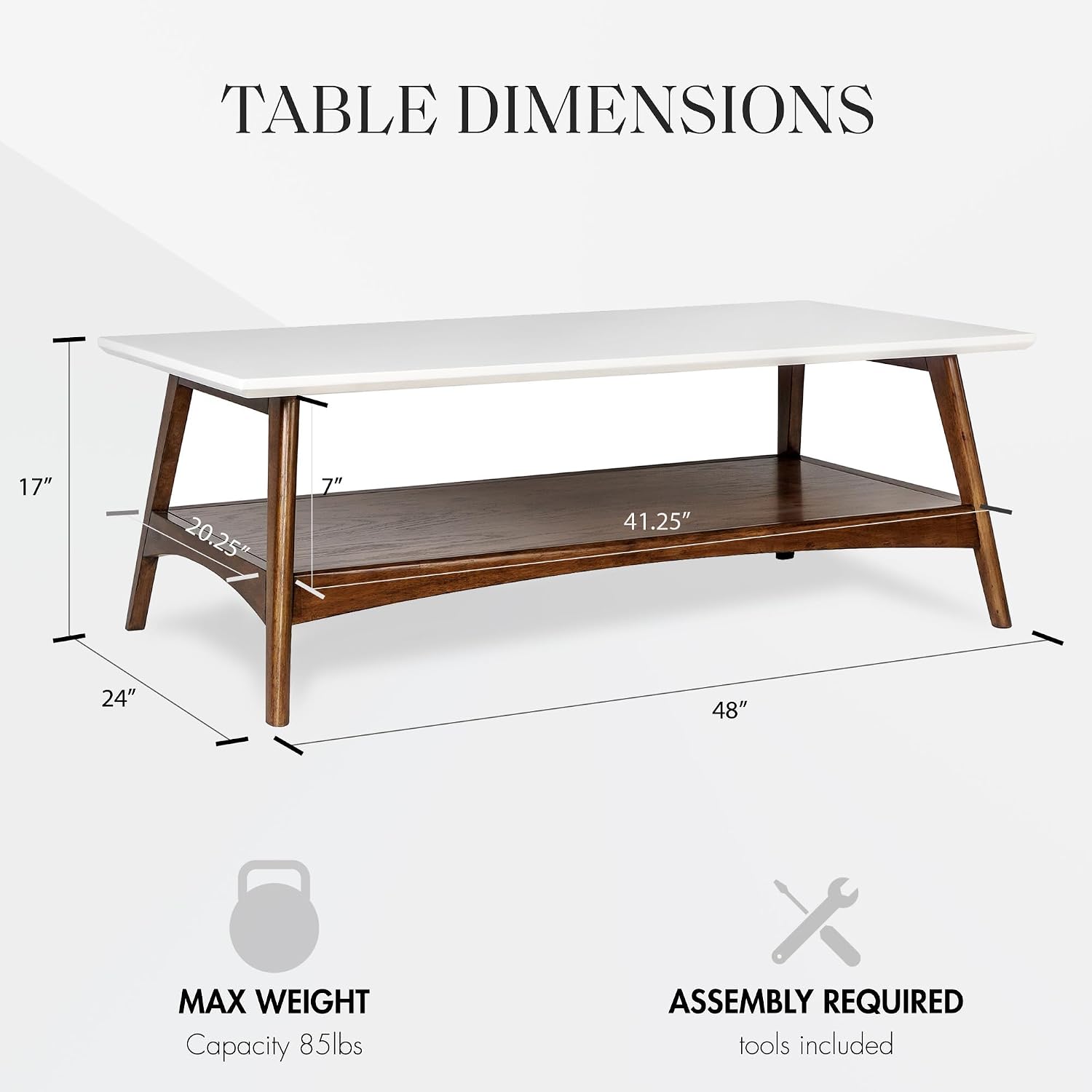 Madison Park Rectangular Wood Coffee Table With Solid Wood Frame & Legs, Living Room Coffee Tables With Storage Shelf, Accent Furniture For Living Room, Minimalist Decor - Off-White / Pecan Parker