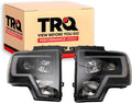 TRQ Performance Driver and Passenger Side Headlight Assembly Set Black Housing Compatible with 09-14 Ford F-150