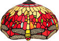 W16H9 Inch Tiffany Lamp Shade Replacement, Stained glass Dragonfly style Lampshades, Only Handmade Retro lampshade Replacement for Table Lamp Pendant Light Floor Lamp Ceiling Fixture,Red