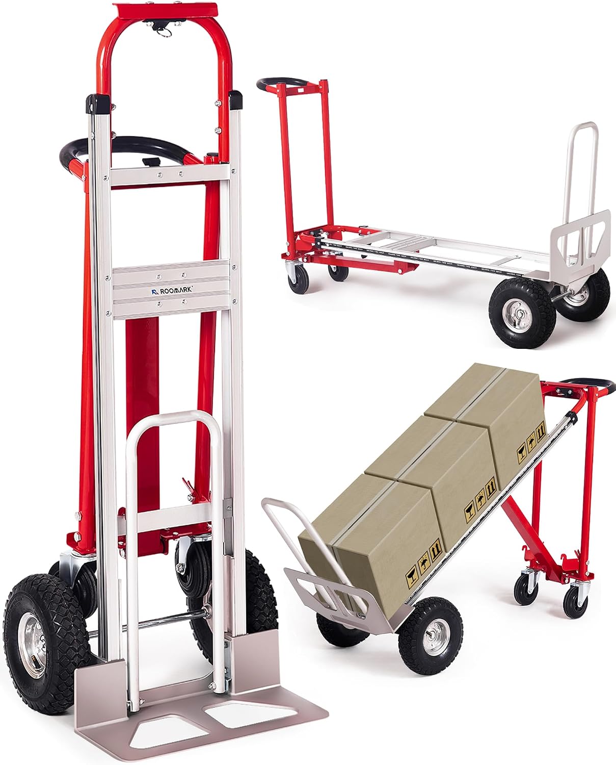 3-in-1 Folding Hand Truck, 770LBS Capacity Aluminum Alloy Dolly Cart with 4 Wheels, Convertible Dolly Portable Hand Truck for Moving, Warehouse, Delivery, Industrial Use