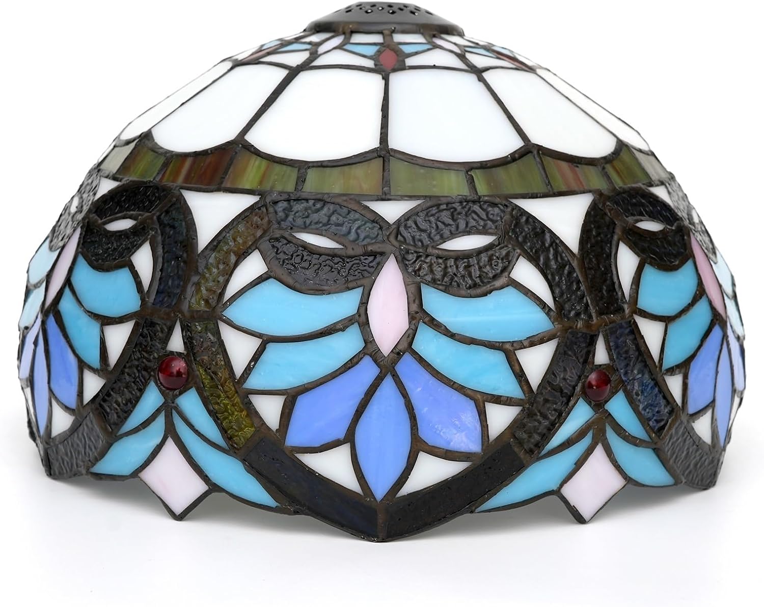 Lamp Shade Replacement 12 Inch Blue Heart Stained Glass Ceiling Light Vintage Art Deco For Table Lamps Floor Pendant Small Opening