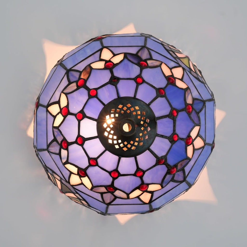 Lamp Shade Replacement Only 12 Inch Blue Baroque Stained Glass Ceiling Light Vintage Art Deco For Table Lamps Floor Pendant
