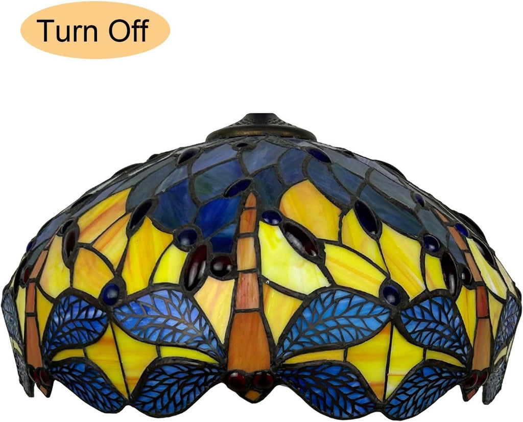 Dragonfly Tiffany Lamp Shade Replacement, Only 16X9 Inch Stained Glass Lampshades, Suitable for Table Lamp Floor Lamp Hanging Pendant lamp Ceiling Light