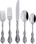 Oneida Silverware Set For 4, Michelangelo 20-Piece Fine Flatware Set, Service For 4, Heavyweight 18/10 Stainless Steel, Mirror Finish, Dishwasher Safe, Knives Spoons & Forks Sets (Silver, 20 Piece)