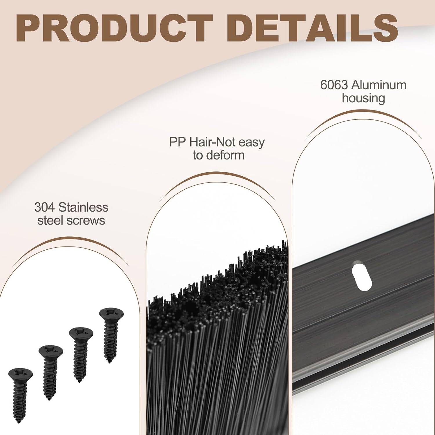12-Pack Garage Door Brush Seal – Cepia Black Bottom Sweep – Roll-Up Door Stripping, 2.80' Wide x 39.3' Long, Aluminum Alloy Base, Ideal for Exterior Doors and Industrial Use (472.4 in / 1200 cm)