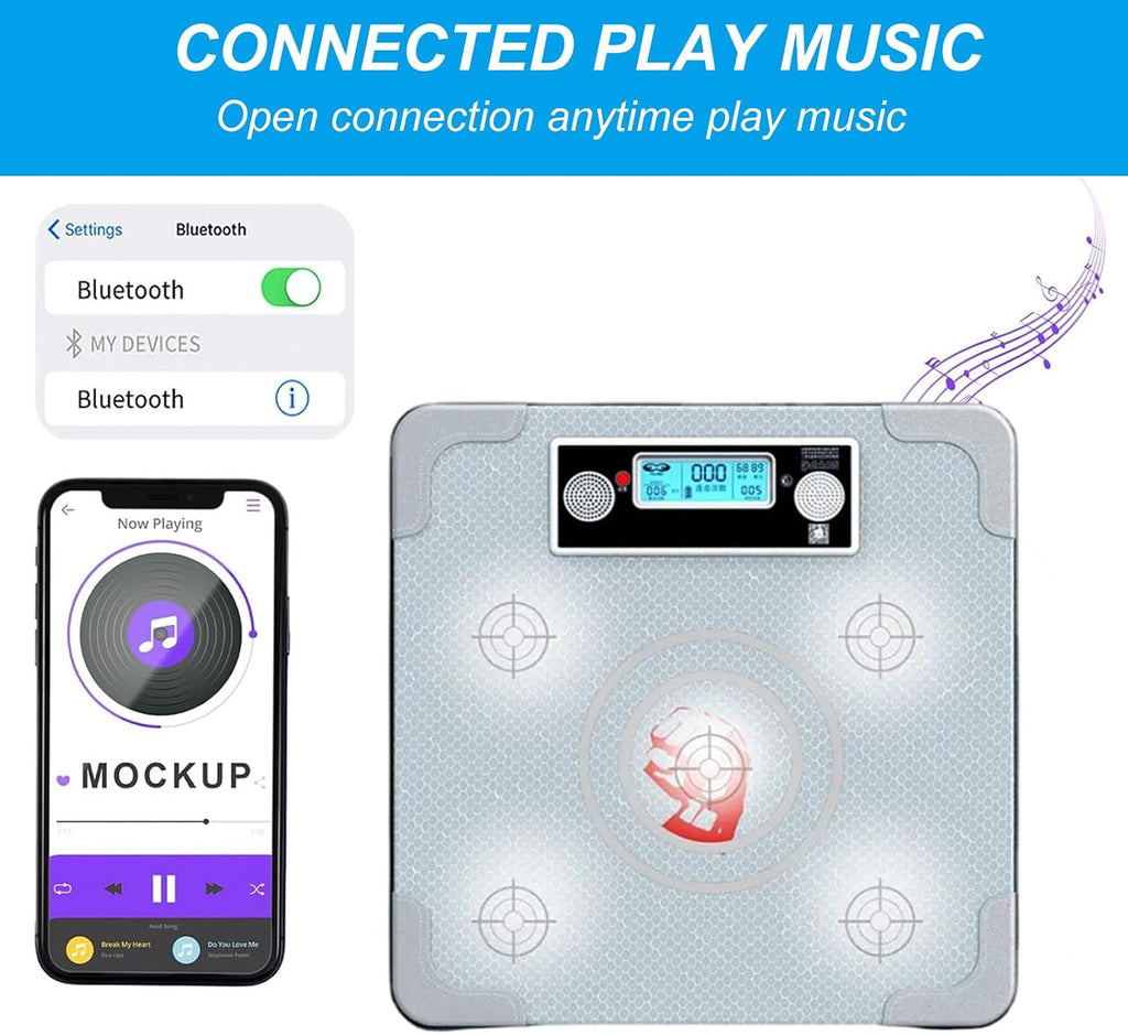 Music Boxing Machine for Adults and Kids, Home Wall Music Boxing Pad,Electric Boxing Target White Light Flashing,Silver