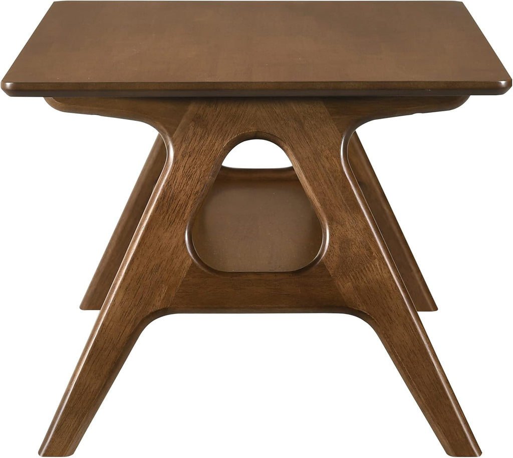 Roundhill Furniture Arona 3-Piece Coffee Table Set, Coffee Table and Two End Tables, Walnut