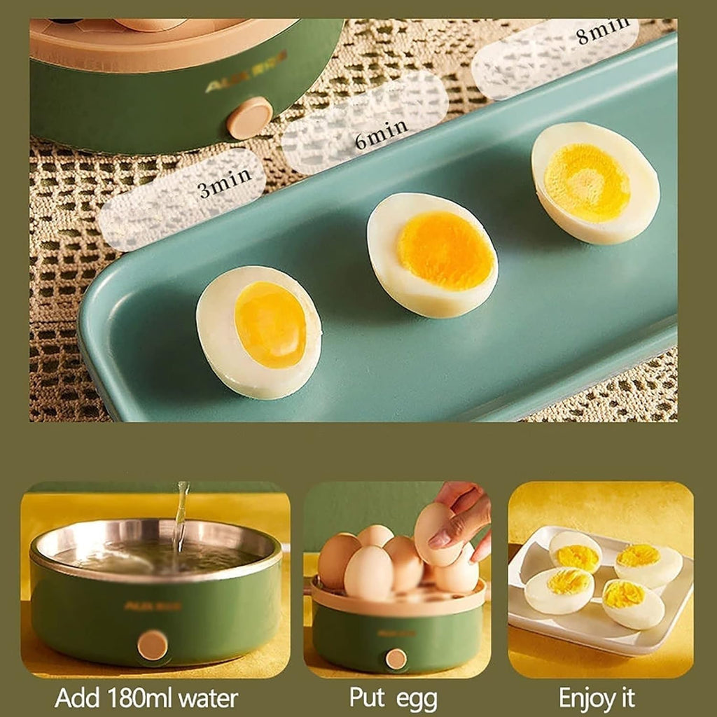 Food Steamer Electric Egg Boiler Steamer Breakfast Machine Automatic Power Off Anti-dry Egg Cooker Double Layer Multi-cookers High Capacity (Color : Green, Size : 25x15x12cm)