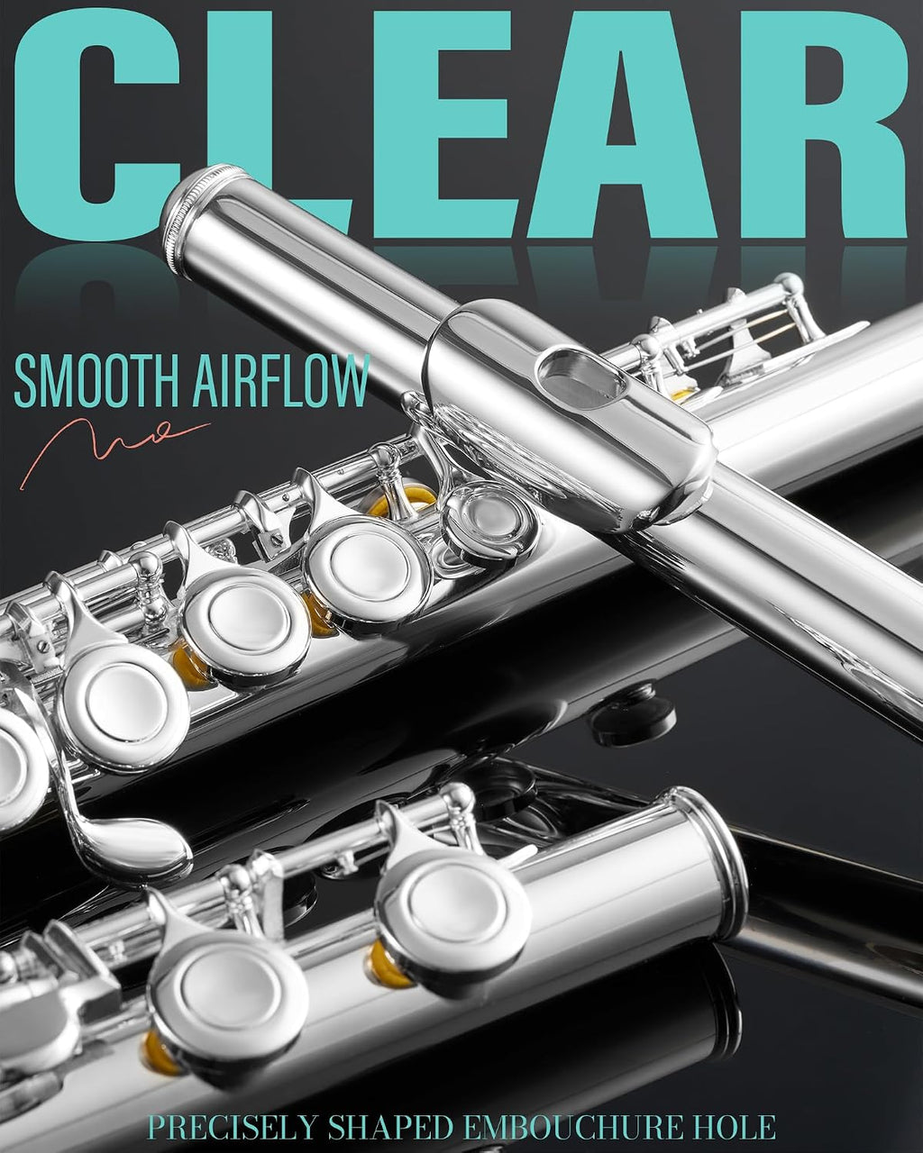 AKLOT Closed-Hole Concert C Flute: Flute Instrument with 16 Keys, Offset G, Smooth Silver-Plated Keys, Air-Tight Pads, Include Stylish Leather Hard Case, Cleaning Kit, Stand, Gloves (LUM-MV)