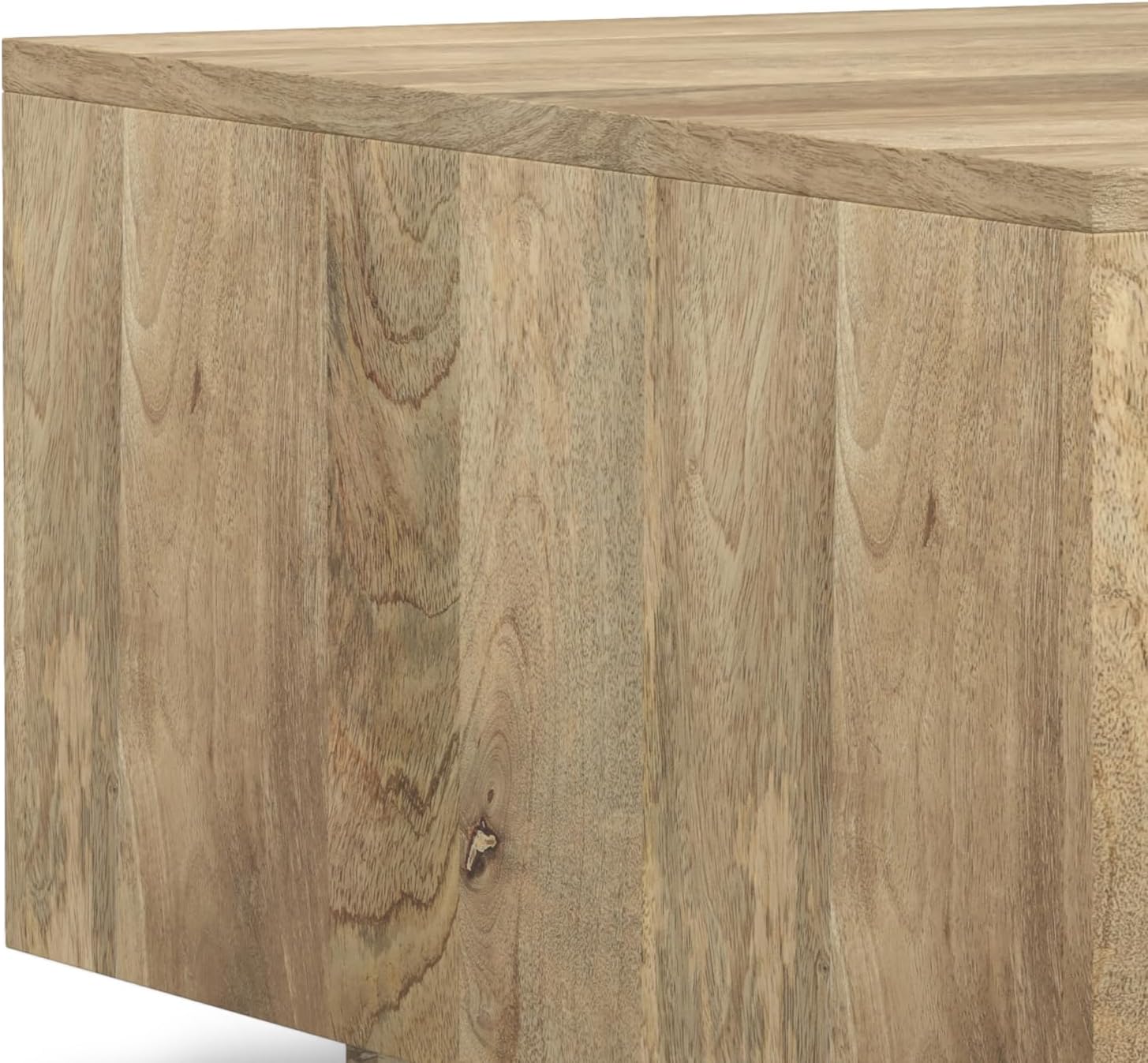 SIMPLIHOME Lockhart Square Coffee Table - 30 inch Wide Solid Mango Wood Living Room Table in Natural, Modern Cocktail Table for Family Room with Large Surface and Low Profile, Assembled