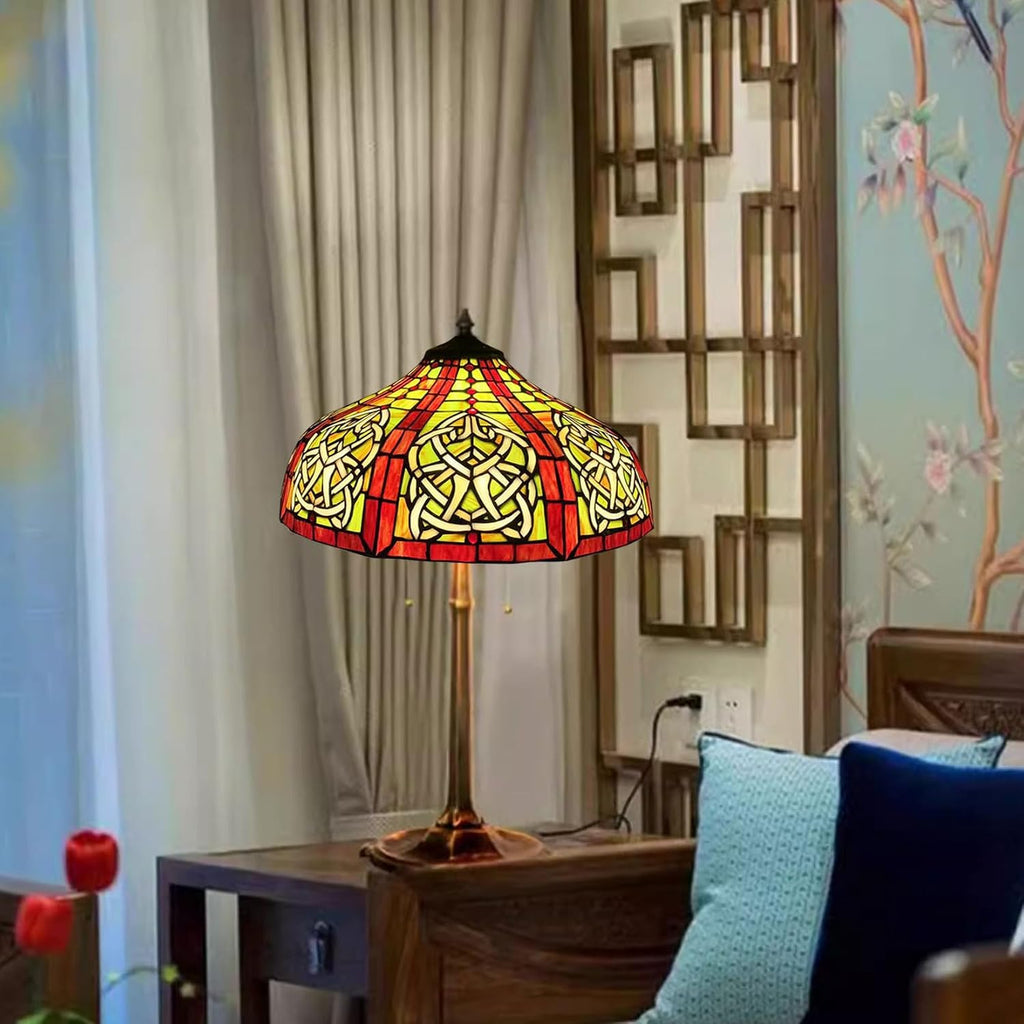 Tiffany Lamp Shade Replacement Only 16X9 Inch Victorian Stained Glass Lampshades, Vintage Red Green Light Cover for Table Lamp Floor Lamp Hanging Pendant lamp Ceiling Light