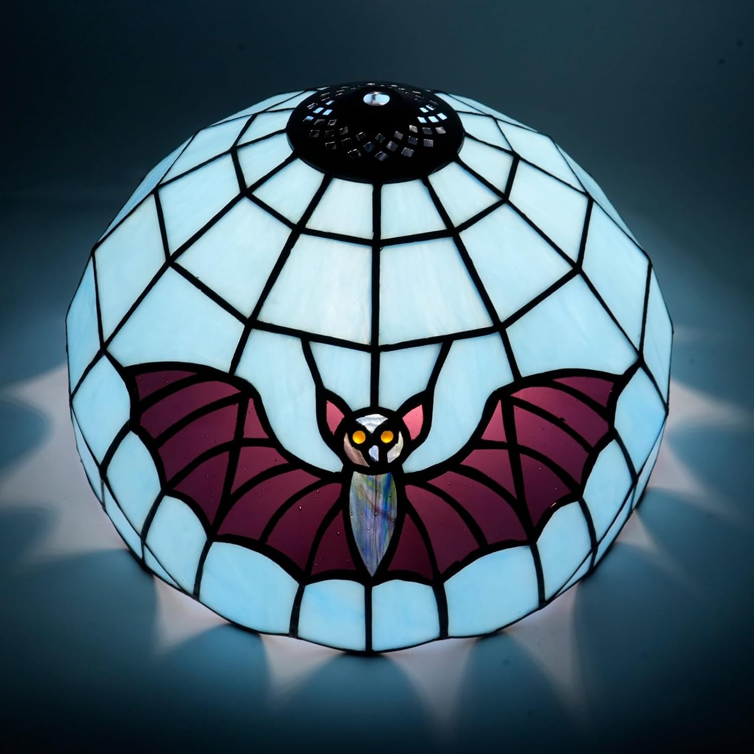 Tiffany Lamp Shade Replacement, 12 Inch Blue-backed Bat Stained Glass Vintage Handmade Cute Decor Ceiling Light Shade for Table Lamp Pendant Light