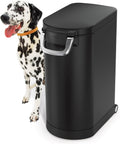 simplehuman Large Pet Food Storage Container, Holds 30-35 lb / 14-16 kg of Dry Dog Food, Cat Food, or Bird Seed, Airtight Lock-Tight Lid with Magnetic Scoop, BPA-Free, Matte Black Steel