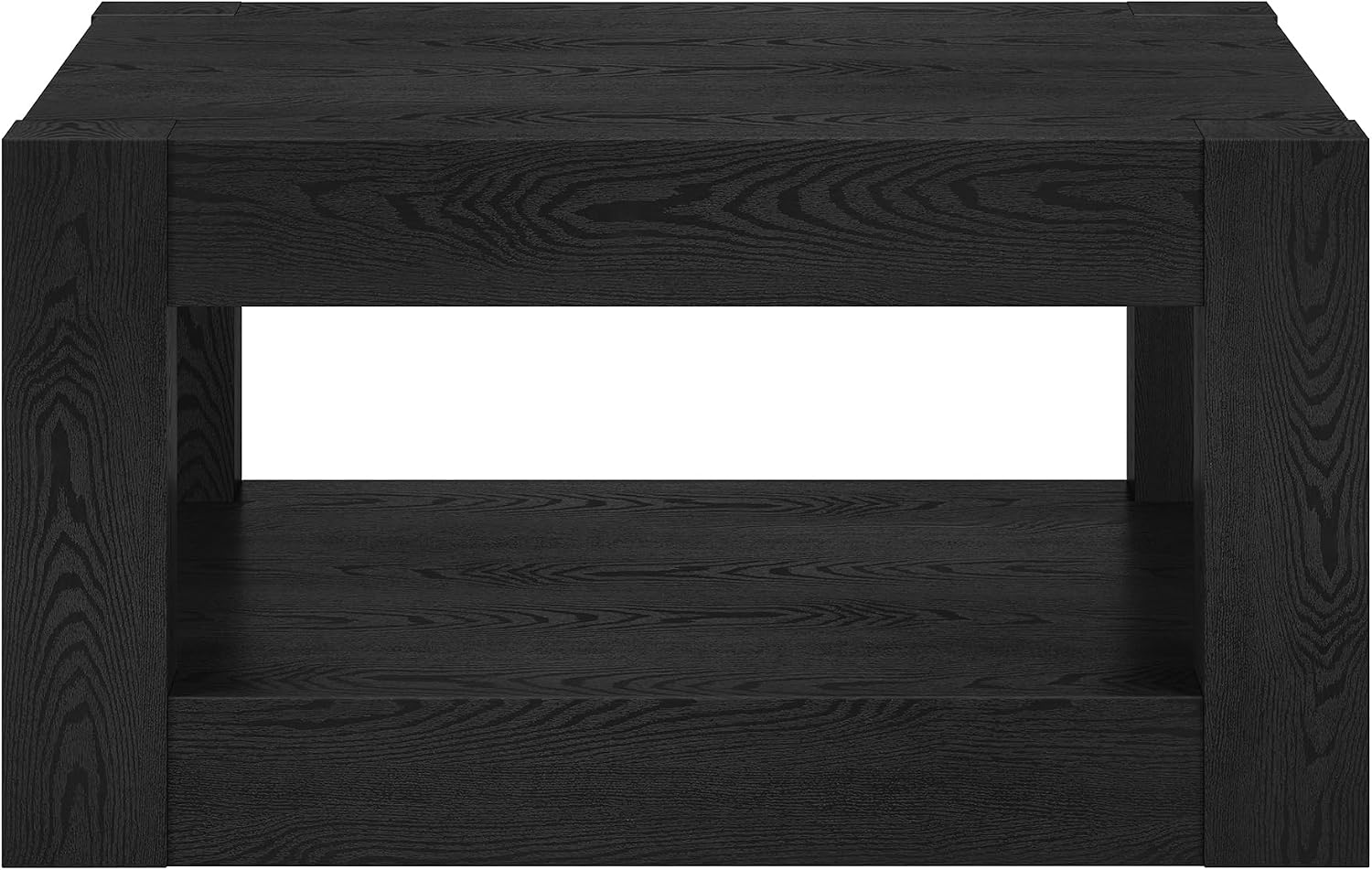 Henn&Hart 32' Wide Square Coffee Table in Natural Black, for Home, Living Room, Bedroom, Entertainment Room, Office