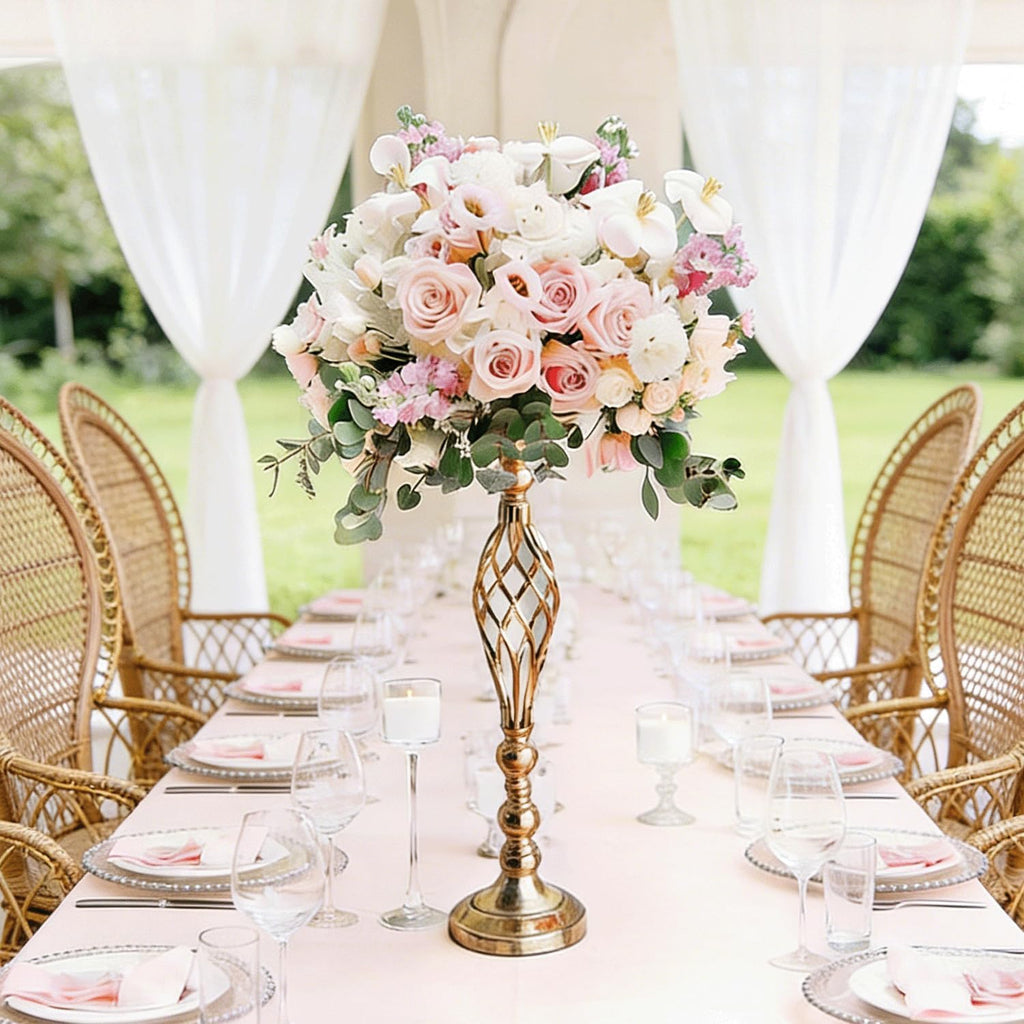 12Pcs Gold Centerpieces for Tables,Tall Gold Centerpieces for Wedding,Metal Candle Holder for Wedding Party, Dinner, Event, Hotel, Home Decor