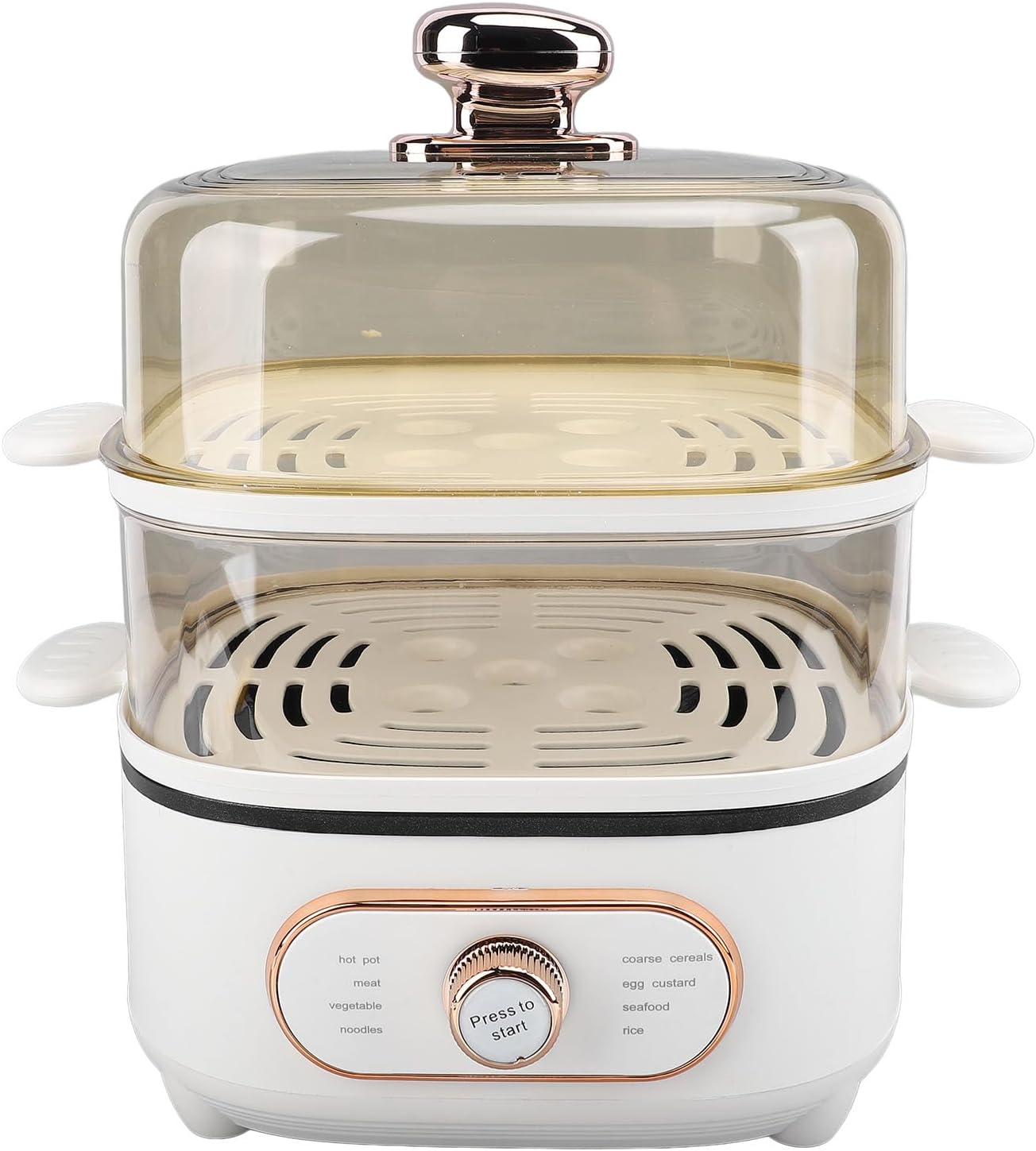 2 Tier Electric Food Steamer, 1200W 10.5L Electric Hot Pot with Steamer, Stackable Baskets, Fast Simultaneous Cooking Vegetable Steamer for Seafood, Raman, Soup, Noodles, Oatmeal
