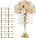 VEVOR 20 PCS Wedding Flower Vase, 13.4 in Tall Flower Table Centerpieces, Crystal Banquet Vases Easy Installation, Electroplated Finish, Versatile Arrangement Stand for Party Events Home Decor, Gold