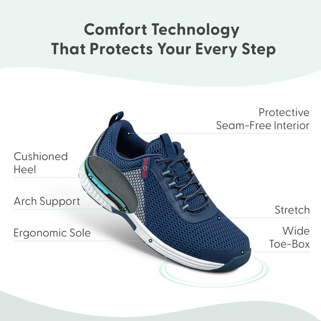 Orthofeet Men's Orthopedic Edgewater Stretch Knit Walking Sneaker