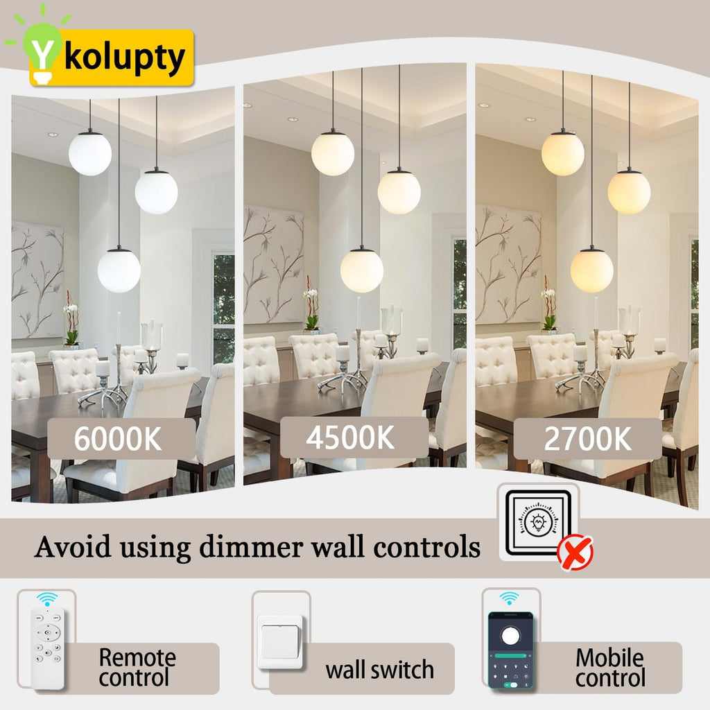 ykolupty 3-Light Globe Pendant Light Modern White Globe Glass Chandelier Black Hanging Fixture for Kitchen Island Foyer Hallway Dining Room