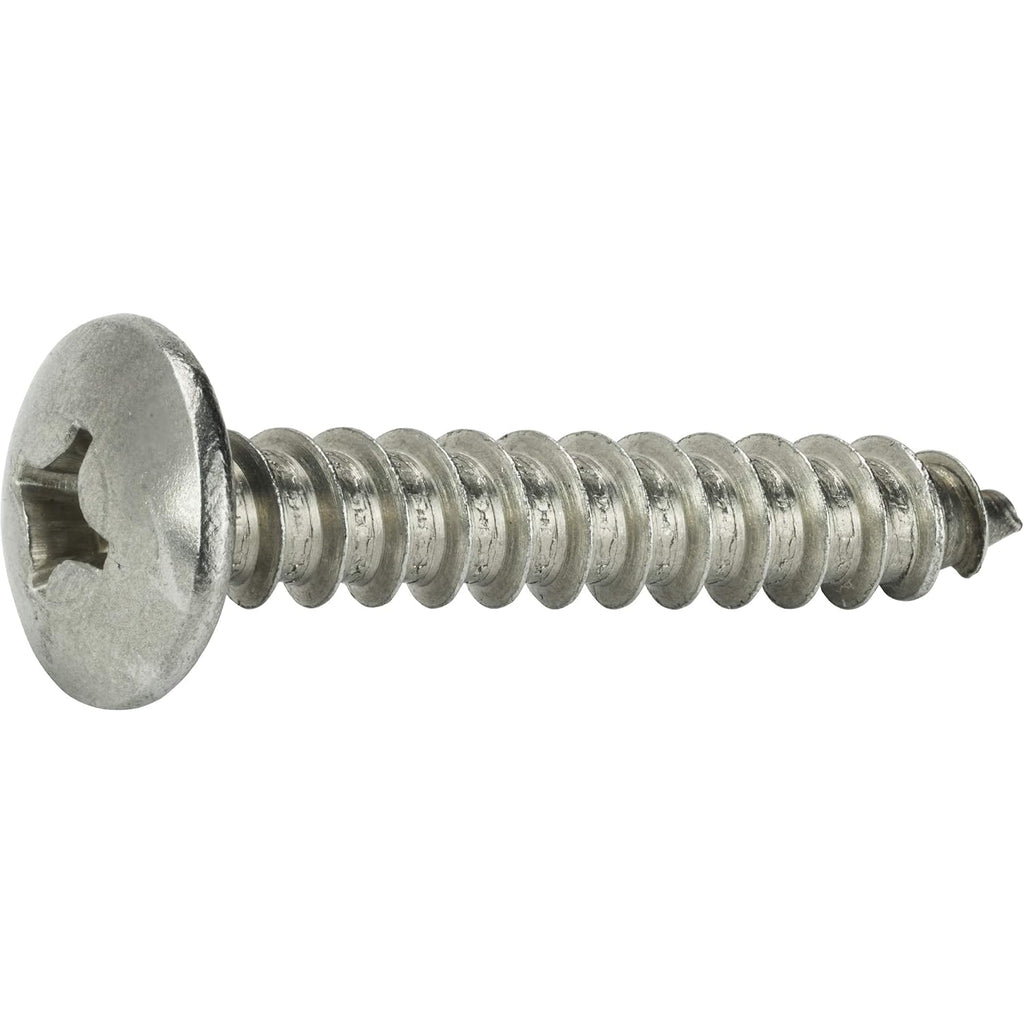 #14 x 5/8' Truss Head Sheet Metal Screws, Stainless Steel 18-8, Full Thread, Bright Finish, Self-Tapping, Quantity 1000 By Fastenere
