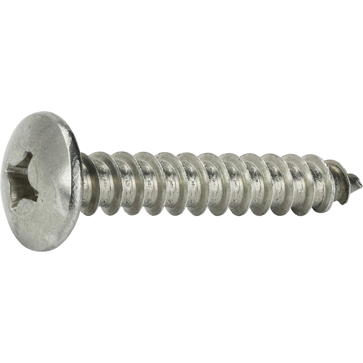 #14 x 5/8' Truss Head Sheet Metal Screws, Stainless Steel 18-8, Full Thread, Bright Finish, Self-Tapping, Quantity 1000 By Fastenere