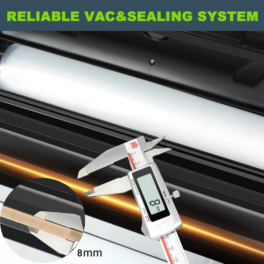 Potane Precision Vacuum Machine,Pro Food Sealer with Built-in Cutter and Bag Storage(Up to 20 Feet Length), Both Auto Manual Options,2 Modes,Includes 2 Bag Rolls 11'x16' and 8'x16',Compact Design