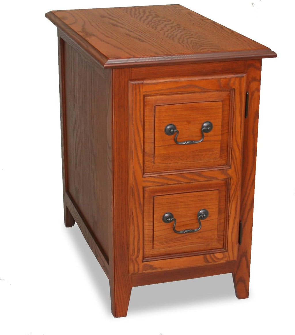 Leick Home Shaker End Table, Solid Wood, with Storage Door, for Living Rooms and Small Spaces, Medium Oak, 10030-MED