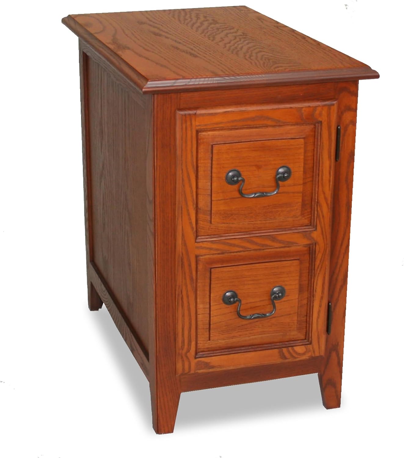 Leick Home Shaker End Table, Solid Wood, with Storage Door, for Living Rooms and Small Spaces, Medium Oak, 10030-MED