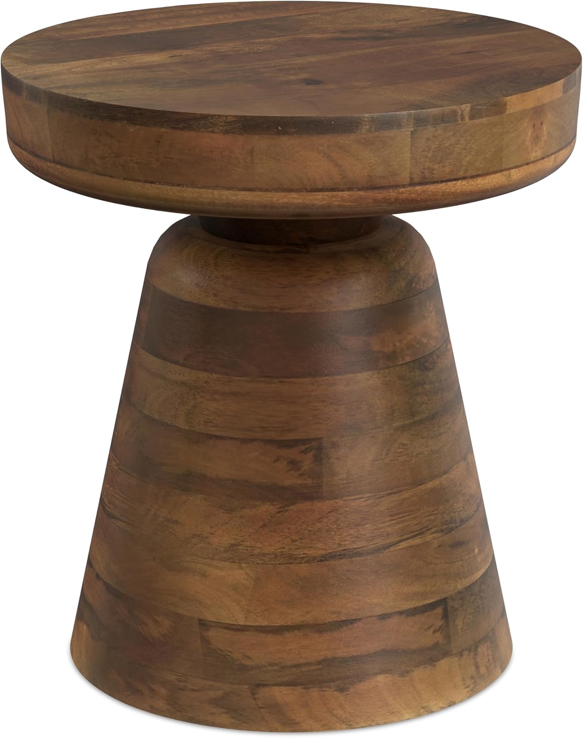 SIMPLIHOME Robbie Accent Table - 16 inch Wide Solid Mango Wood End Table in Walnut Brown, Boho Contemporary Rustic Side Table for Living Room or Bedroom with Multipurpose Function, Assembled