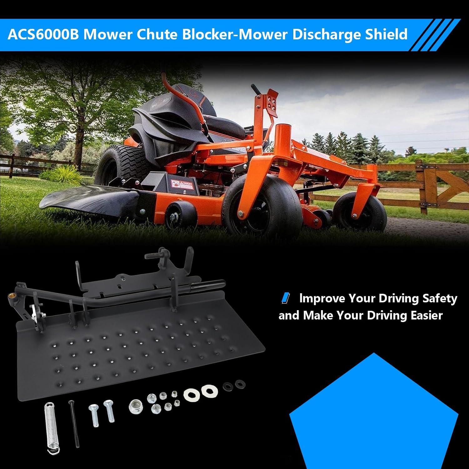 ACS6000B Mower Chute Blocker-Mower Discharge Shield Compatible with Bad Boy Mowers,54' / 60' / 61' / 72', Chute Blocker Replace Part Number 088-6000-00, 088600000