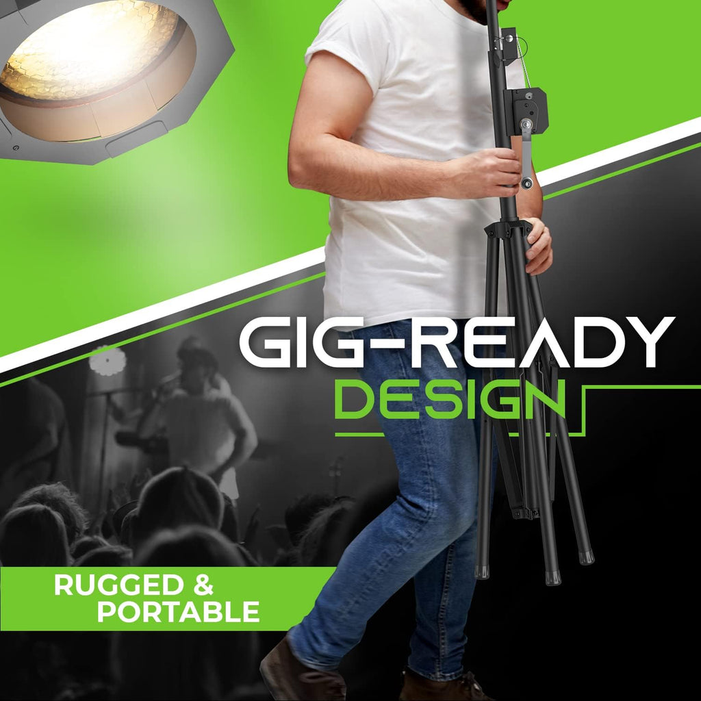 GEARit LED Light Stand With 5 Ft. T-Bar for 6 PAR Lights, Hand Crank, Heavy-Duty Tripod With Metal Joint, Pro-Grade Portable Design for DJ Lighting, Bands, Venues and Stages