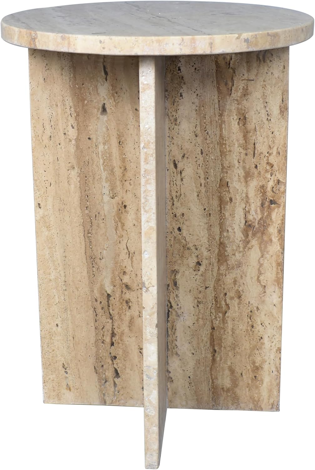JONATHAN Y MTB1103C Javier 17.75' Contemporary Natural Marble Handmade X-Shaped End Table, Side Table for Living Room, Bedroom, Bathroom, Travertine