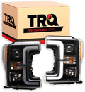 TRQ Performance Driver and Passenger Side Headlight Assembly Set Compatible with 17-19 Ford F250 Super Duty 17-19 Ford F350 Super Duty