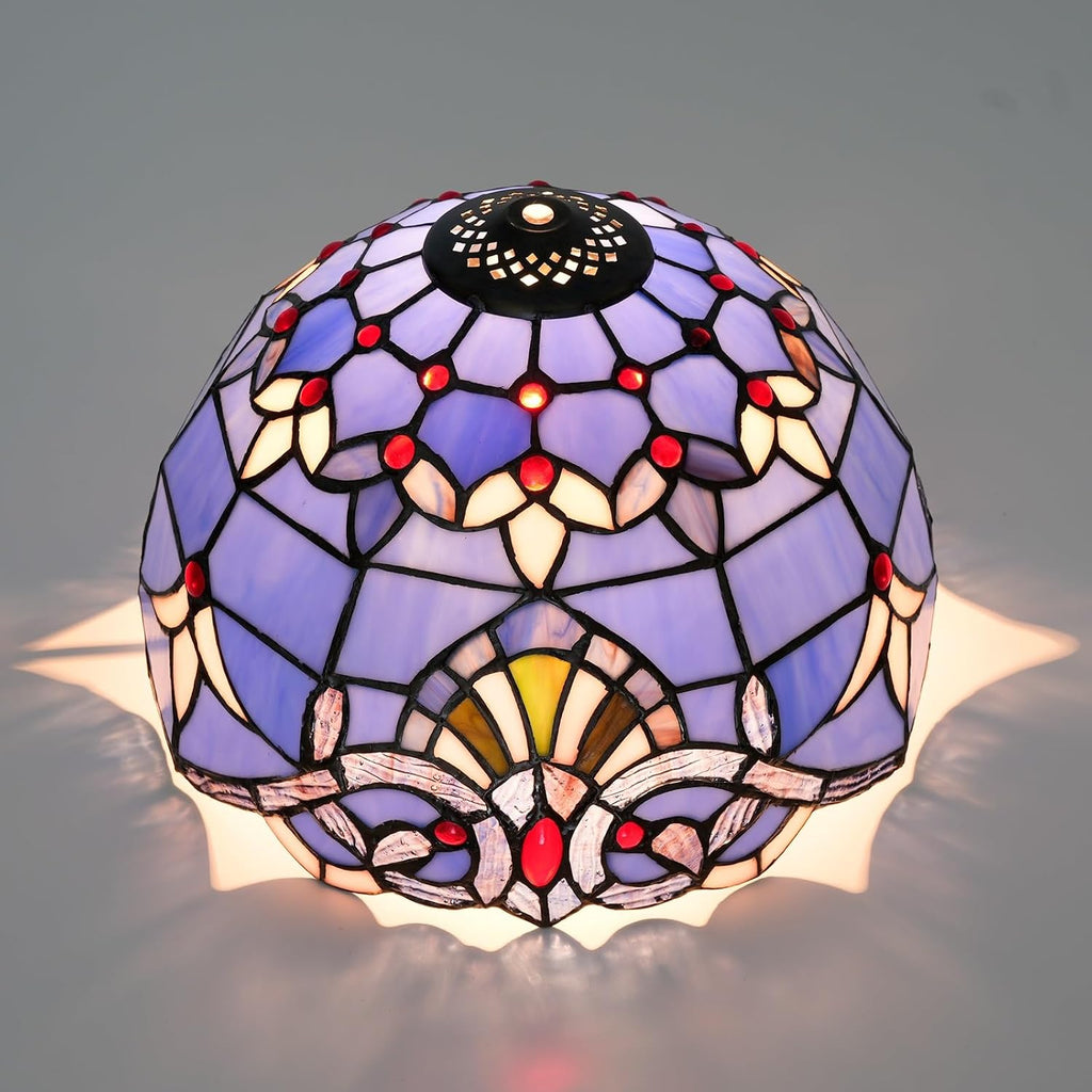 Tiffany Style Lamp Shade, 12 Inch Blue Baroque Stained Glass Lamp Shade Replacement Vintage Lamp Cover Accessories Fit for Table Lamp Pendant Light Ceiling Light