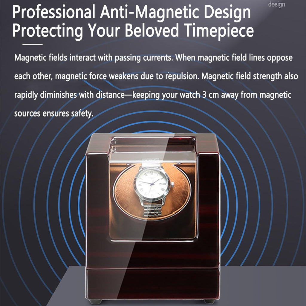 Premium Wooden Automatic Watch Winder with 5 Adjustable Modes, Auto-Stop Lid, Anti-Magnetic Design, Dual Power Drive for Men's & Women's Watches - Ideal Home Storage Solution