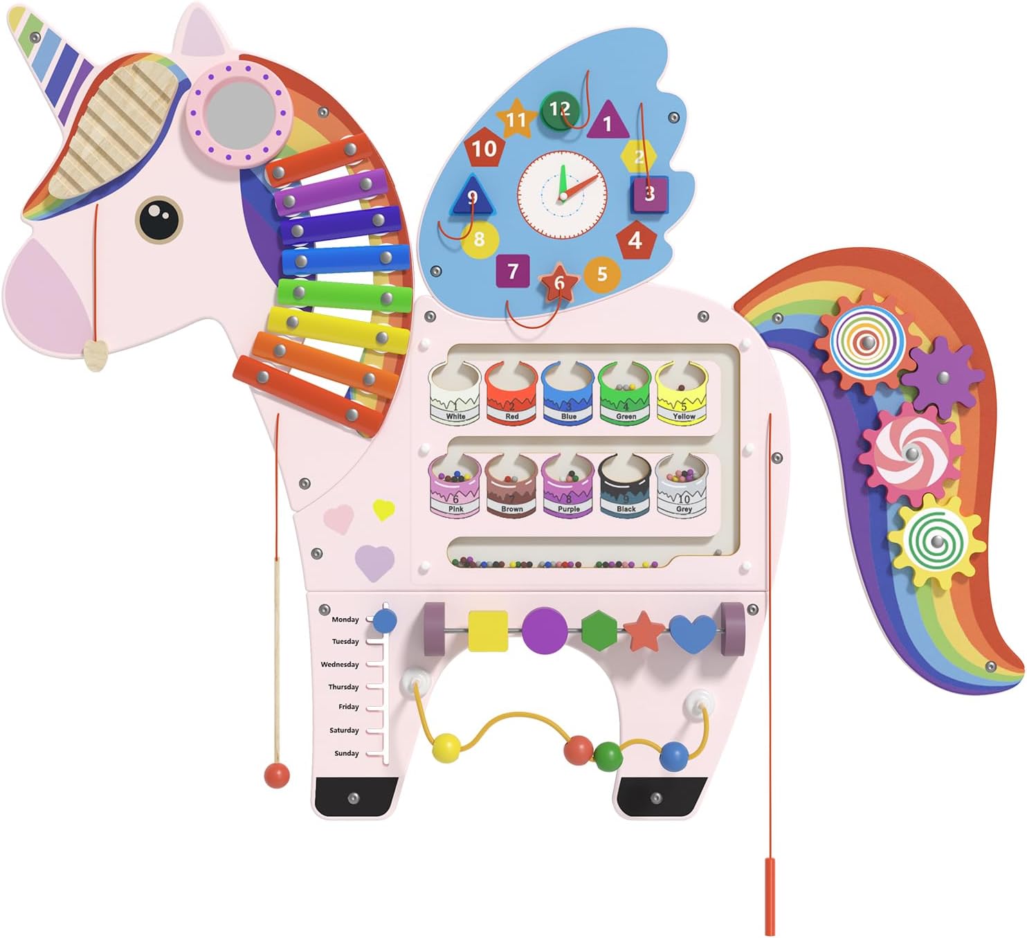 Spacocld Activity Wall Busy Board Panels - Sensory Wall Panel for Kids (5 Pieces Colorful Unicorn)