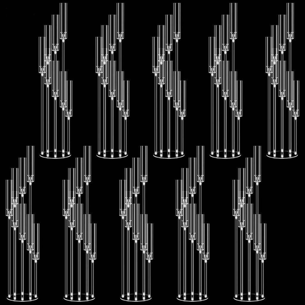10pcs 8 Arm Acrylic Candelabra for Wedding,49inch Tall Floor Candle Holders Clear Candlesticks Holder for Housewarming Gift Fireplace Valentine's Day Birthday Party Home Decoration