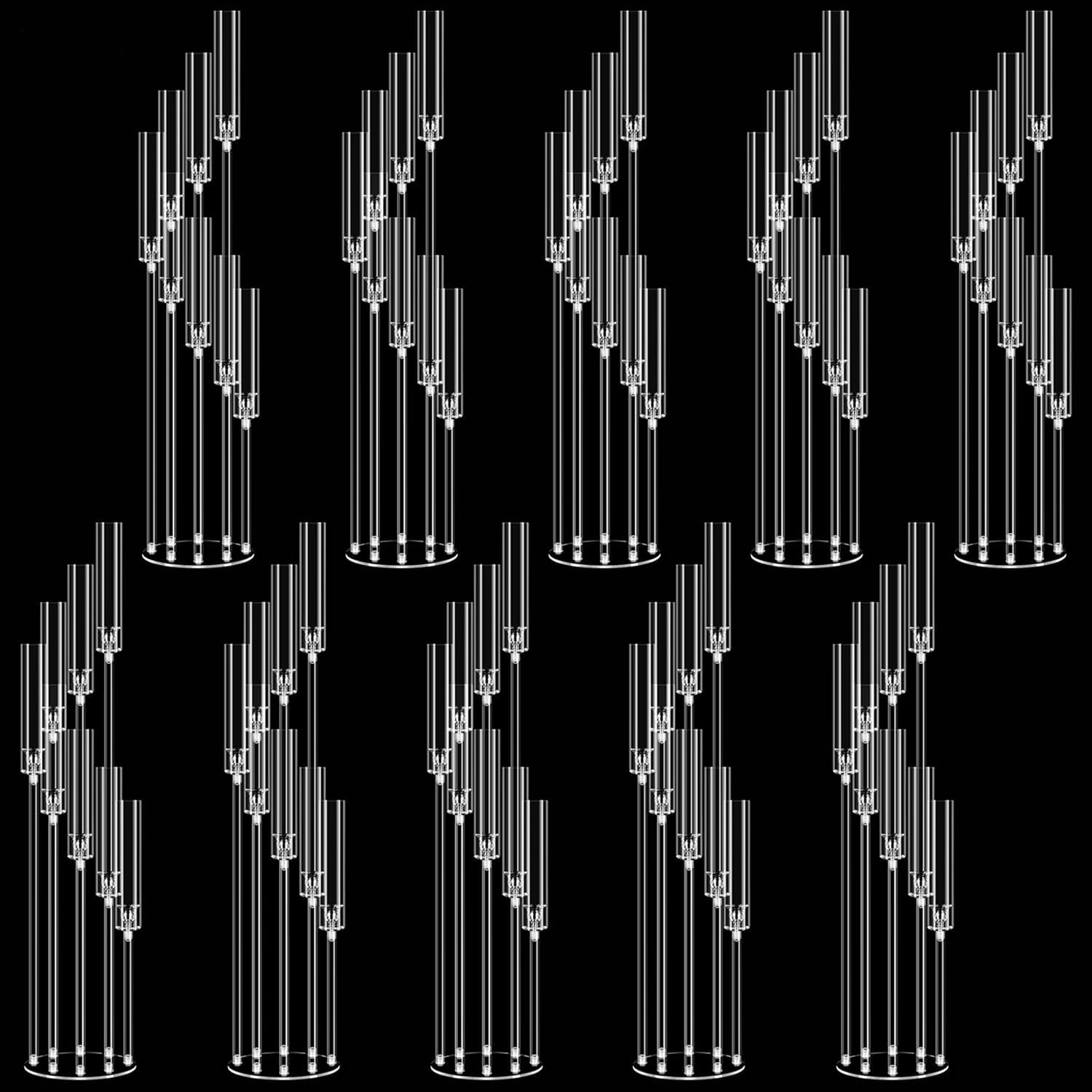 10pcs 8 Arm Acrylic Candelabra for Wedding,49inch Tall Floor Candle Holders Clear Candlesticks Holder for Housewarming Gift Fireplace Valentine's Day Birthday Party Home Decoration