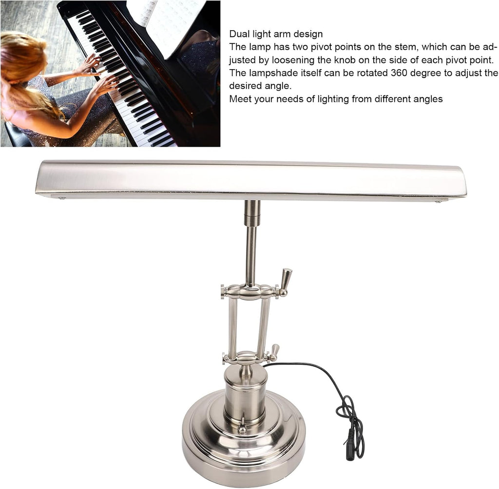 PUSOKEI Piano Light, Retro Lamp Bankers Lamp, 2700K, Touch Dimmable Music Stand Light Retro Piano Lamp for Reading Piano Bedside, Eye Guard Double Lamp Arm Design (US Plug)