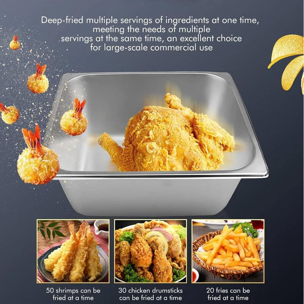Commercial Stall Gas Fryer Three Cylinder (10L+10L+10L) Chips Frying Machine with Squeeze Condiment Bottles & Removable Baskets for Outdoor Household Appliances Cooking Dining